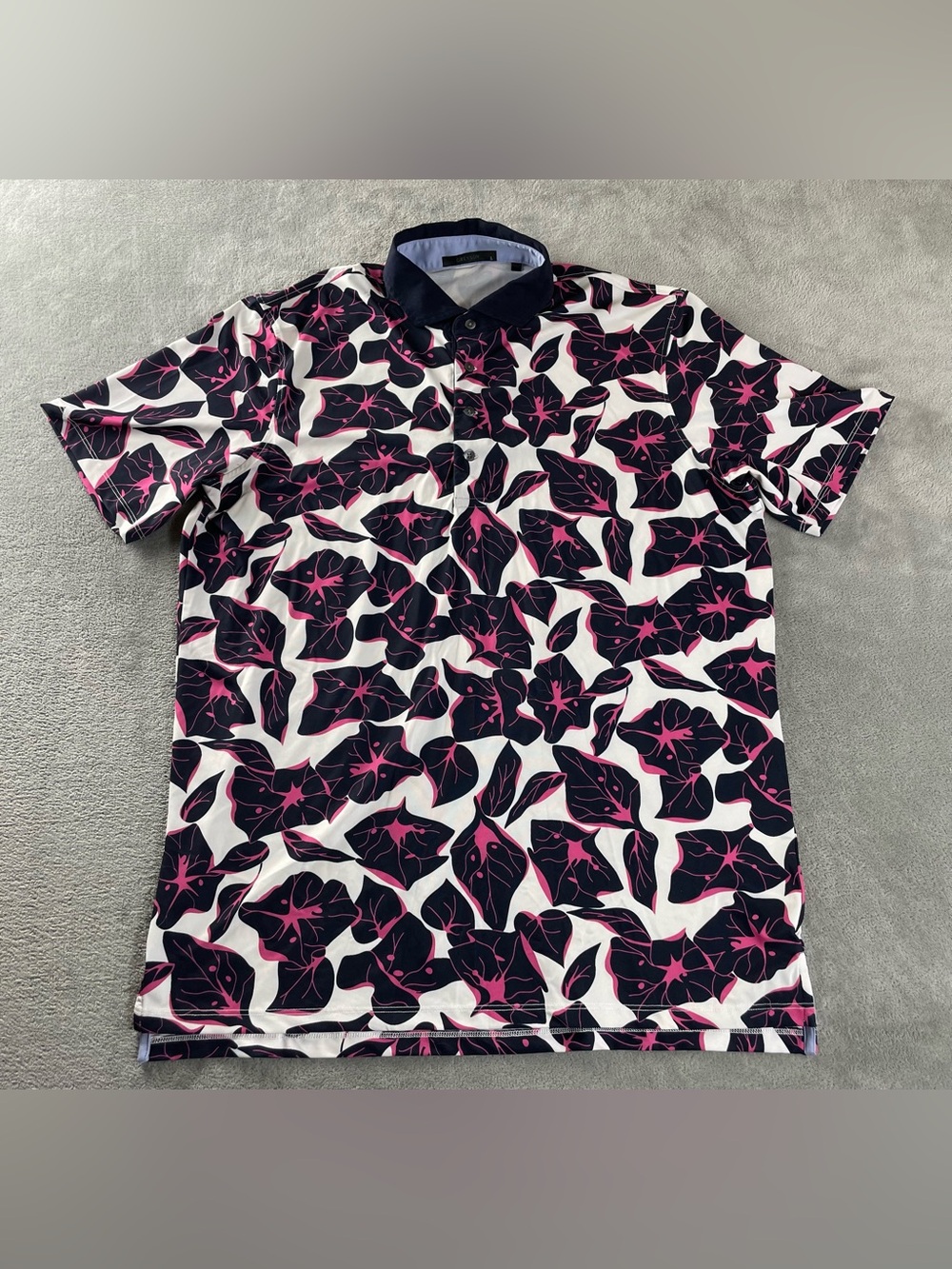 Greyson Polo Shirt Men’s Large Floral Lead Leaves Print Fox Golf L